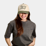 Olive Two-Tone Cursive Script Hat