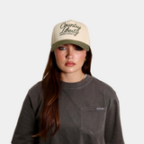 Olive Two-Tone Cursive Script Hat