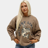 Brown Reel Rider Crewneck
