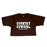 Brown Cowgirl Cropped Festival Tee