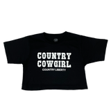 Black Cowgirl Cropped Festival Tee