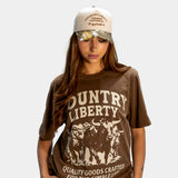 Washed Brown Stampede Tee