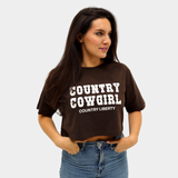 Brown Cowgirl Cropped Festival Tee