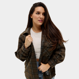 Brown + Teal Plaid Fleece