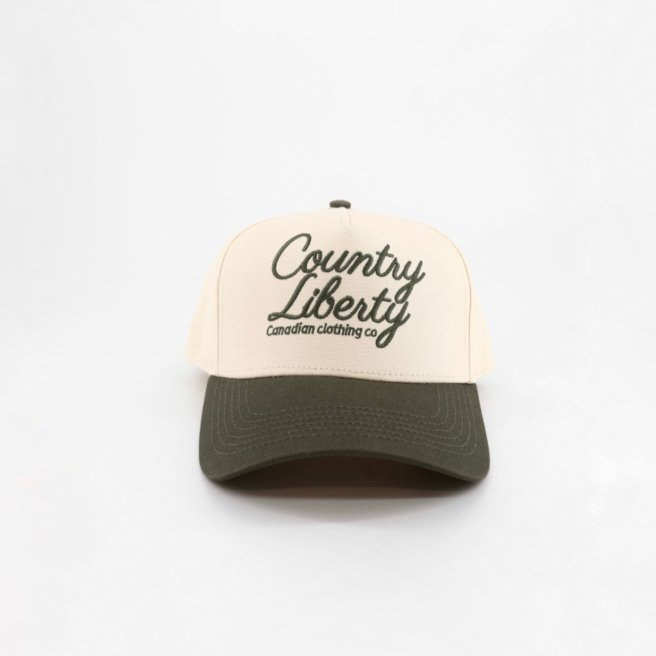 Olive Two-Tone Cursive Script Hat – Country Liberty